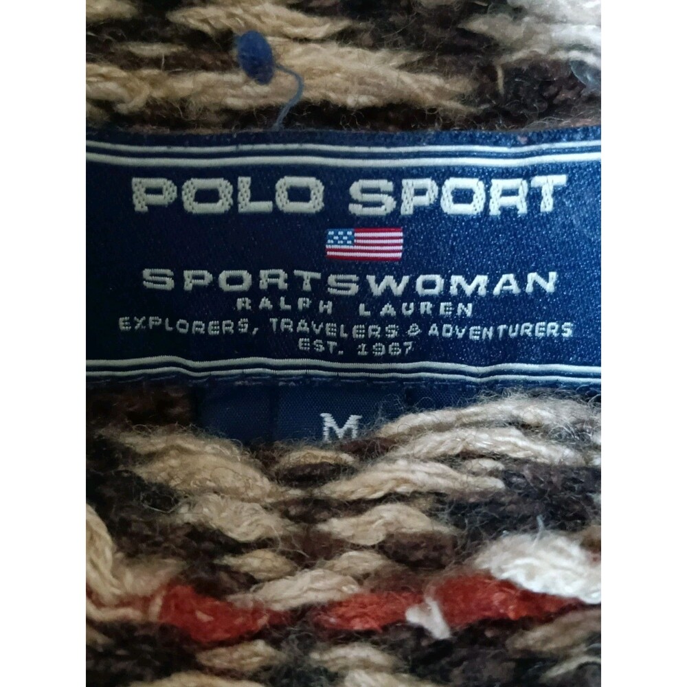 Polo Sport Turtle Neck Sweater Women's Medium Wool  Linen Nordic Pattern Knitted - Picture 3 of 7